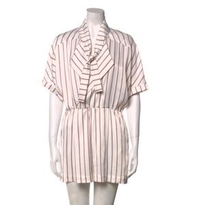 Maje Striped Plunge Neckline Romper XS
